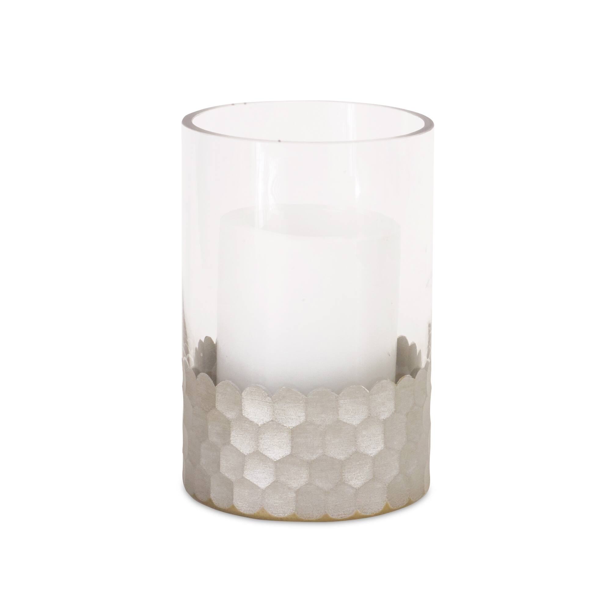 Glass Hurricane Candle Holder with Honeycomb Set
